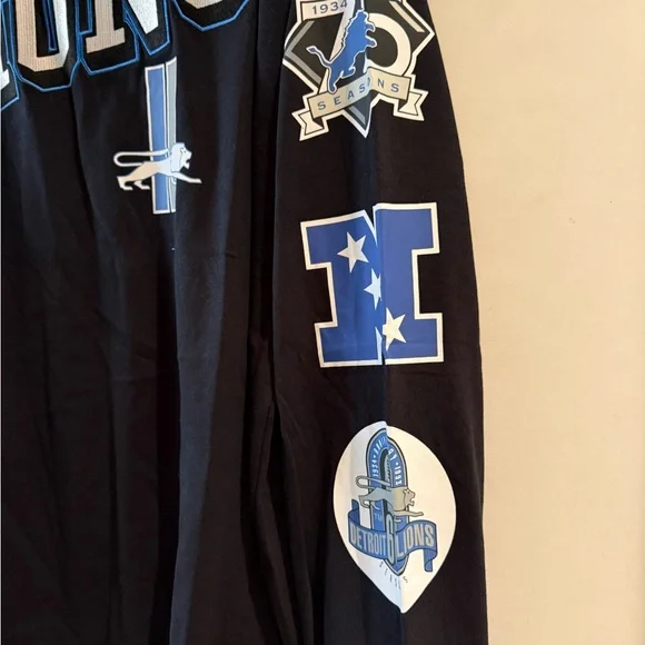 Mitchell & Ness Detroit Lions Black and Blue Hoodie